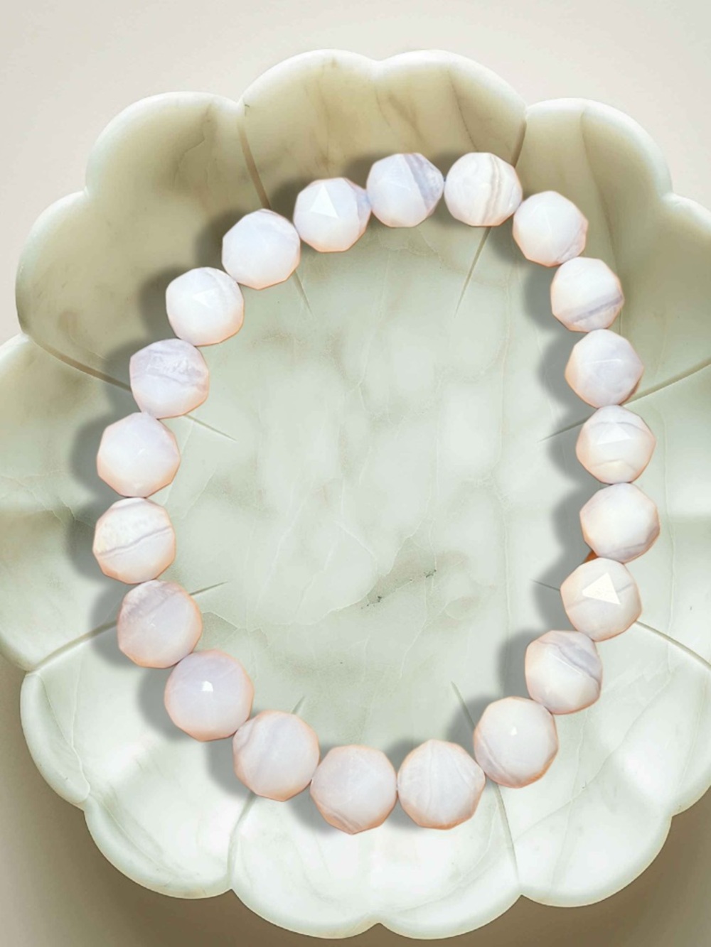 9mm Faceted Blue Lace Agate Bracelet – Calming & Communication Stone